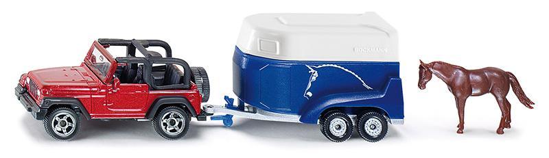 SIKU 1651 Jeep Wrangler s přívěsem pro převoz koní