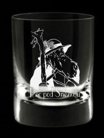 Panák sklo 60ml pískovaný Krakonoš