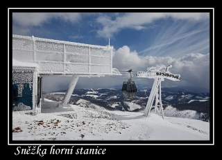 Magnet z fotografie - Sněžka horní stanice